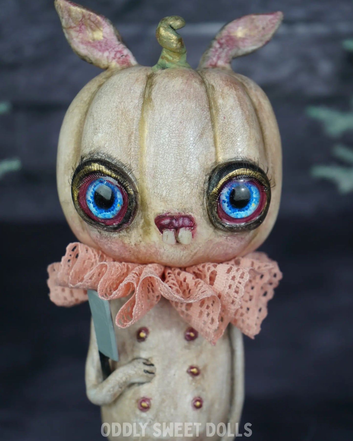 Butcher Bunny Pumpkin - Jackie Lantern - Ready To Ship Oddly Sweet Art