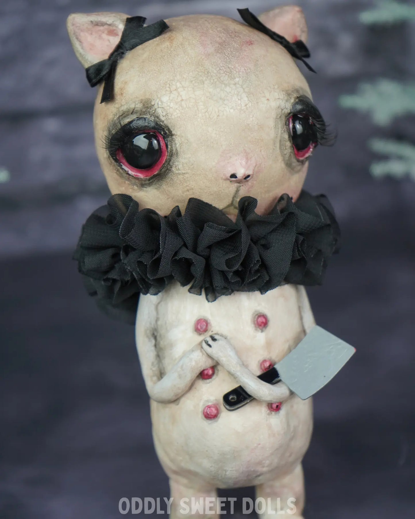 Butcher Cat - Mittens - Ready To Ship Oddly Sweet Art