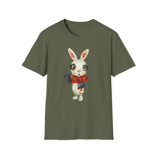 Cute Vintage Butcher Bunny T-Shirt — Victorian Rabbit with Collar & Meat Cleaver