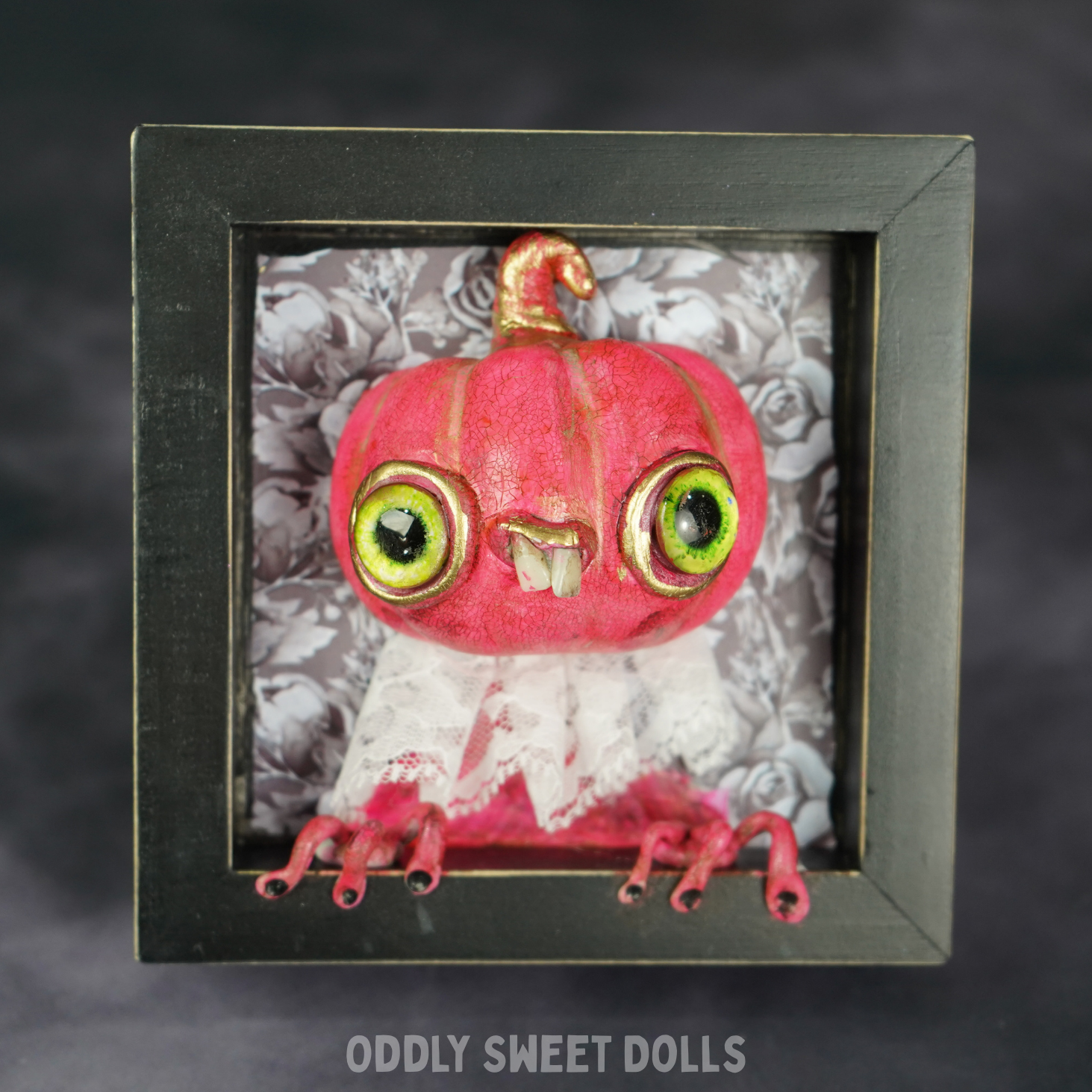 Cobweb Connie - 3D Framed Pumpkin Oddly Sweet Art