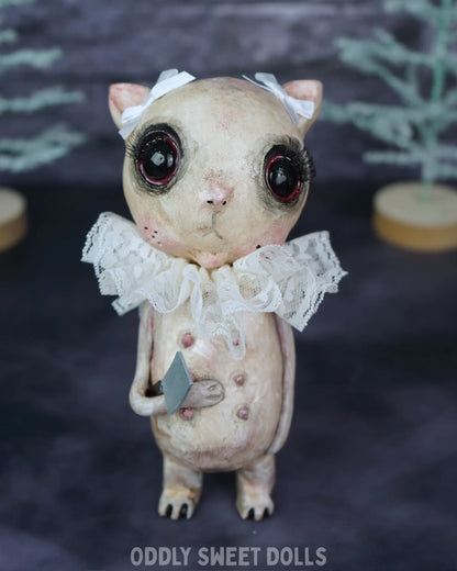 Butcher Cat - Toothpick Tina - Ready To Ship Oddly Sweet Art