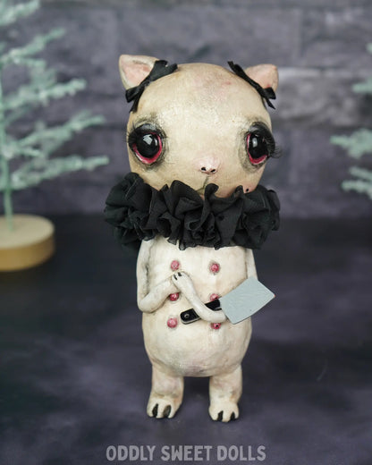 Butcher Cat - Mittens - Ready To Ship Oddly Sweet Art