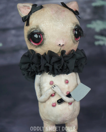 Butcher Cat - Mittens - Ready To Ship Oddly Sweet Art
