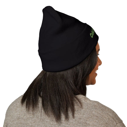 Oddly Sweet Embroidered Cuffed Beanie — Cozy Retro Script Winter Hat Printify