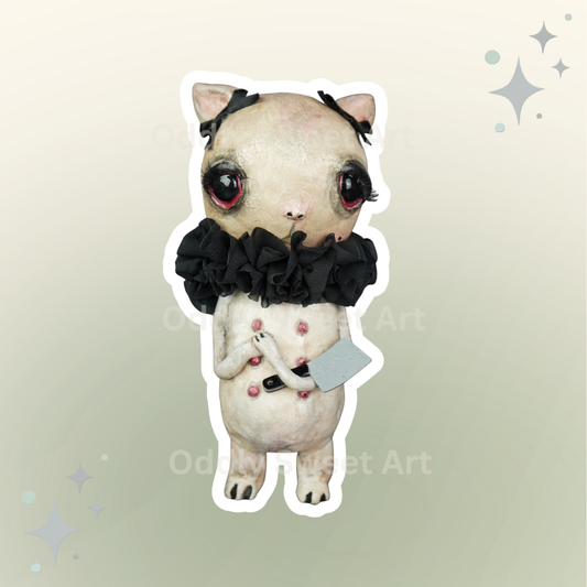 Cat with black collar sticker