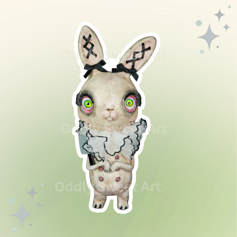 die cut sticker bunny rabbit black bows