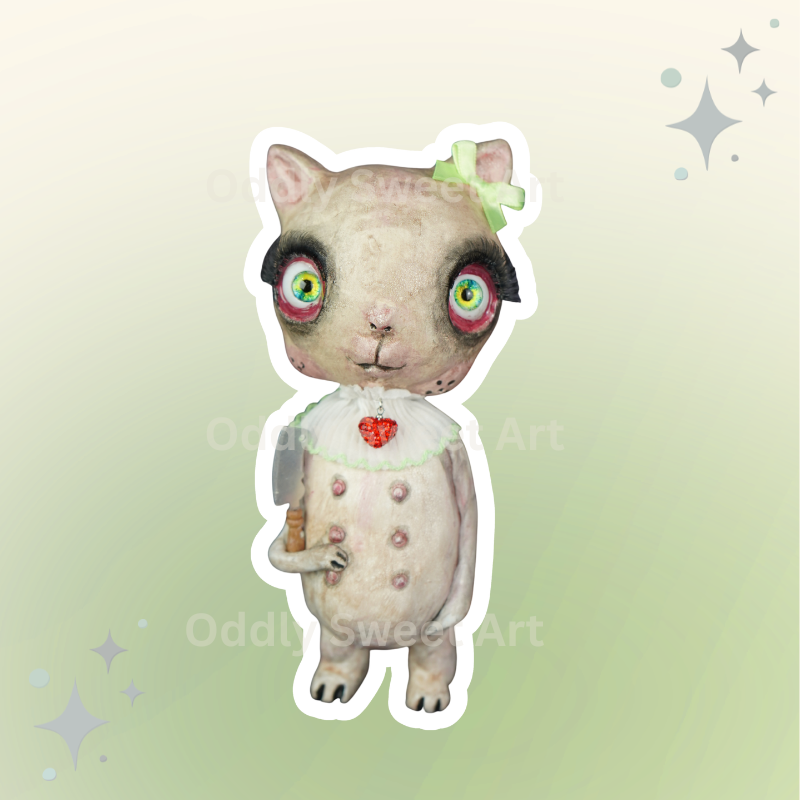 Cat die cut sticker in green