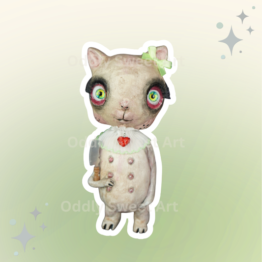 Cat die cut sticker in green