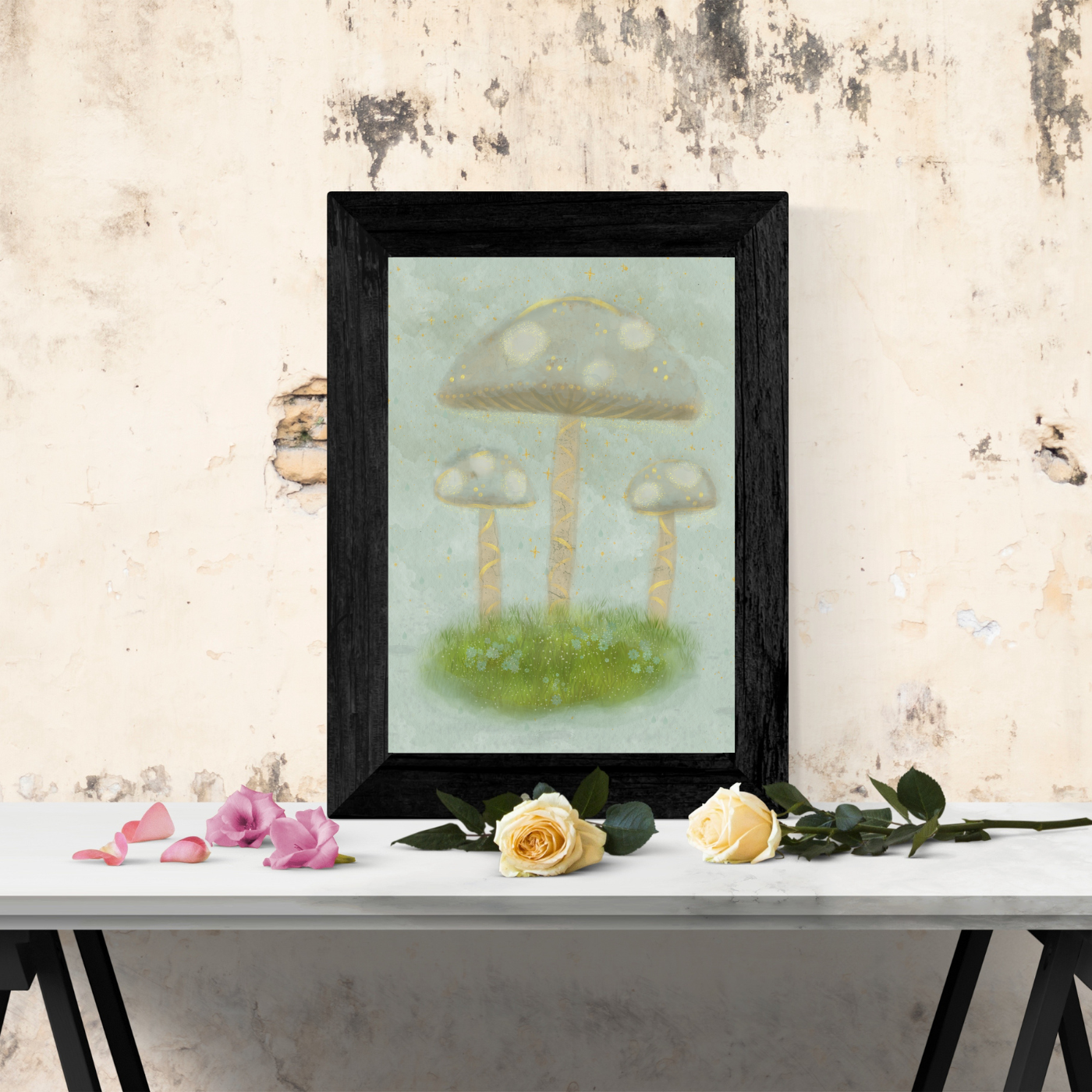 Art Print - Golden Mushrooms