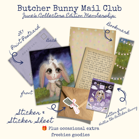 Butcher Bunny promotional prints on light color background