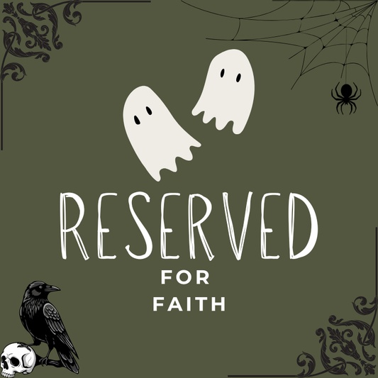 reserved fro faith a sign with ghosts and spiders announcing this listing is reserved