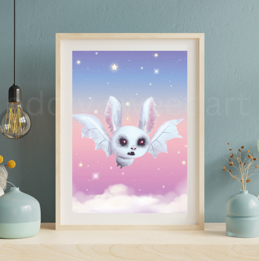 Pastel Albino Bat PRINT 8x10